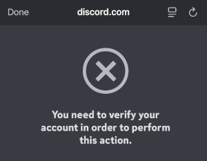 Discord error saying you must verify your account